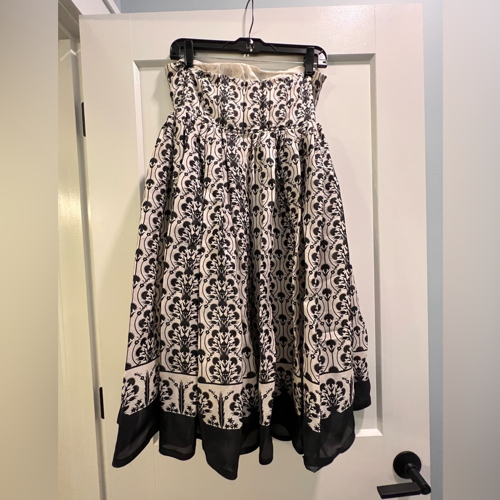 J. Crew black and white organza silk strapless dress, size 6
